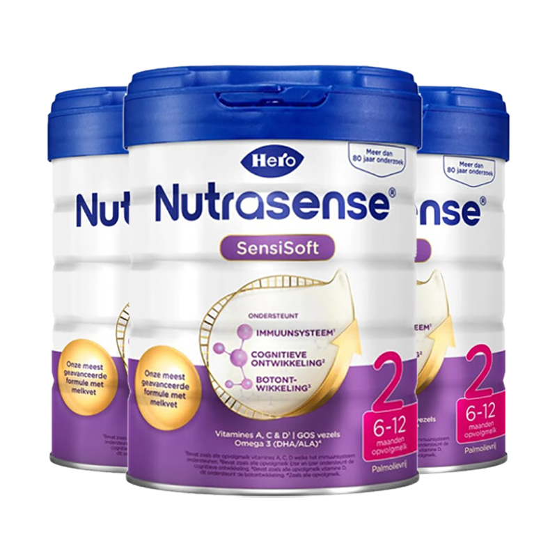 有效期到27年4月-三罐装Hero Baby天赋力荷兰白金版2段6-12个月800g婴幼儿配方奶粉 原装进口