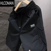 HLCOMAN美式工装短裤男夏季冰丝薄款潮牌宽松直筒运动裤速干休闲五分裤子