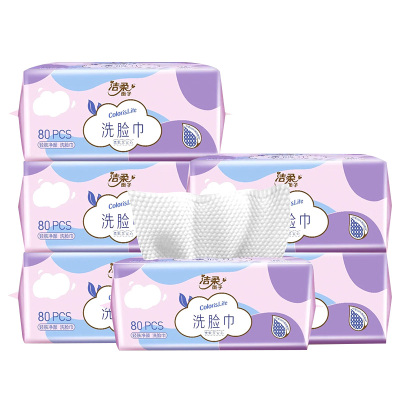 洁柔洗脸巾80抽*1层*6包柔韧厚实柔和亲肤JR308-24R包-6