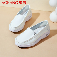 奥康女鞋新款护士鞋舒适透气一脚蹬厚底单鞋医护专用鞋女士豆豆鞋
