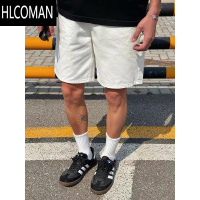 HLCOMAN美式复古休闲夏季百搭咖啡色牛仔短裤男女cleanfit显瘦直筒五分裤
