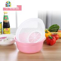 加厚塑料洗菜盆双层圆形漏盆厨房洗菜篮子水果篮餐具沥水盆洗菜筐 FENGHOU 3016小号(蓝色)