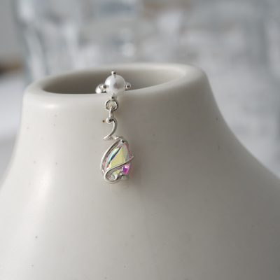 韩国个性波浪闪光水滴钻气质小耳钉送女朋友老婆情人节七夕生日礼物