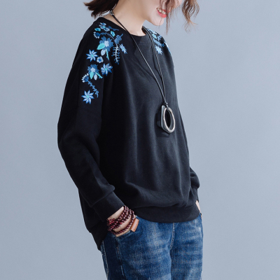 语娄大码女装秋装刺绣长袖打底衫肥版胖mm冬装宽松胖女人藏肉上衣T恤2021大码女装