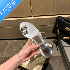 SUNTEK鸽子蛋拖鞋女外穿2023夏季仙女水钻简约罗马凉鞋一字平底法式凉拖