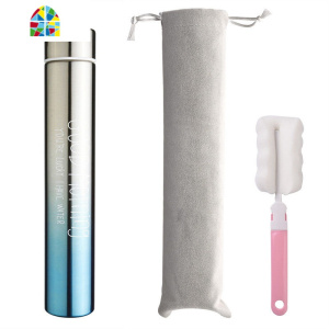 保温杯男便携细长款女个性创意潮流水杯子简约清新森系网红高颜值 FENGHOU 260蓝粉色