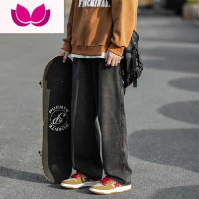 七斓阔腿工装牛仔裤男款美式复古高街裤子ins宽松直筒裤