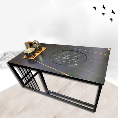 慧采云 岩板功夫茶桌商务泡茶台简约现代茶几钢化玻璃接待洽谈办公茶桌