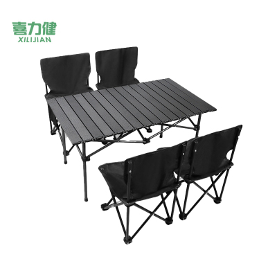喜力健 户外便携折叠桌椅 黑色桌95长-中号椅子4把 套