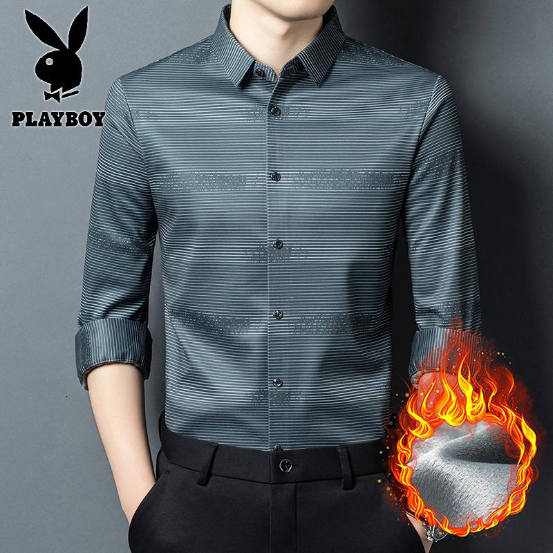 花花公子新款高品质款冬季保暖加绒衬衫