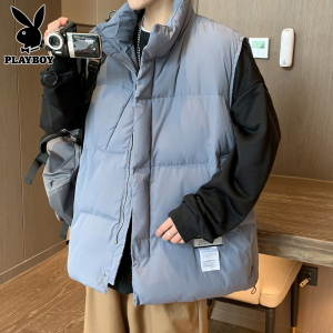 花花公子羽绒棉马甲男士宽松外穿坎肩衣服冬季休闲立领马夹外套潮