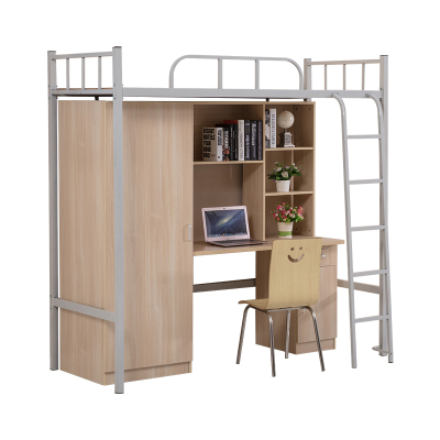 易企采 单人公寓床含椅子大学生宿舍床公寓床多功能床员工床单人铁架床上床下桌铁艺实木床宿舍