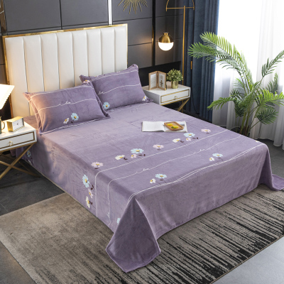 2021新款印花牛奶绒-单床单单件全棉加厚学生宿舍单人床北欧风简约双人被单毛绒冬季床单加绒加厚