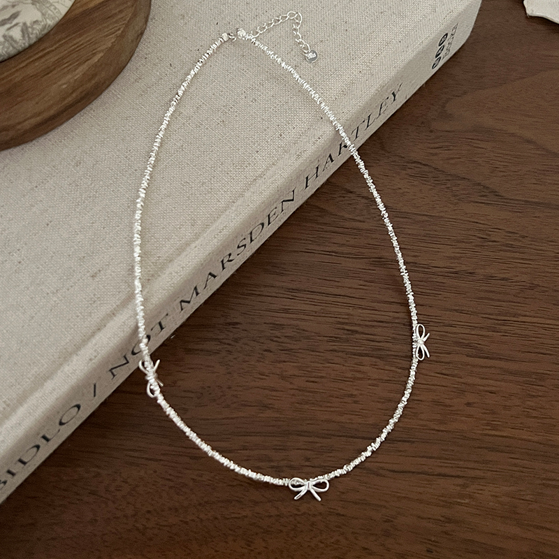 S925纯银蝴蝶结碎银子手链女精致大气新颖手饰新潮流配饰手串送女朋友老婆情人节七夕生日礼物
