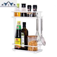 GULEK小清新铁艺双层调味瓶架 厨房置物架调味料架储物收纳架 三维工匠