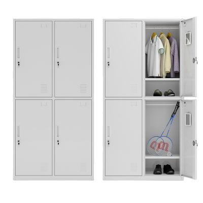 易企采 钢制加厚四门衣柜 员工更衣柜 储物柜 学生宿舍带锁储物柜 浴室衣柜 健身房存包柜 铁皮柜