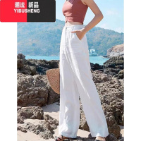 YIBUSHENG亚麻阔腿裤女季薄款棉麻白色休闲裤高腰显瘦垂感直筒拖地长裤子