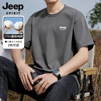 吉普官方纯棉男士短袖T恤2025新款夏季爸爸上衣男装衣服男生半袖