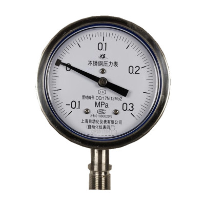 上自仪不锈钢压力表/隔膜/耐震式Y-100BF 1.6级 接口ANSI 150LB 2 带三色环