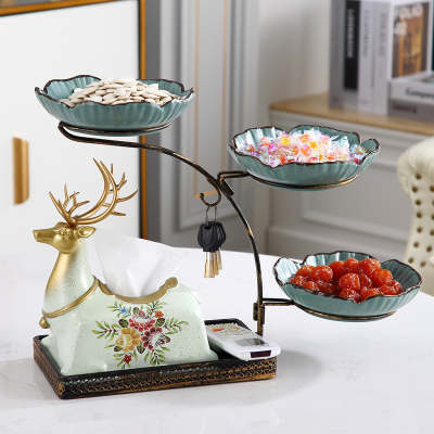 欧式多功能纸巾盒家用客厅茶几纳丽雅装饰美式创意抽纸盒遥控器收纳摆件金属盒多功能抽纸盒