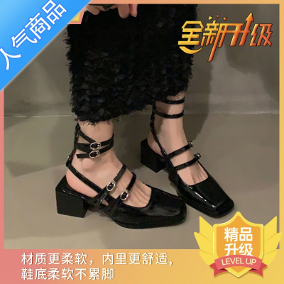 SUNTEK包头凉鞋女2023夏季新款法式高级感高跟鞋百搭不累脚粗跟复古单鞋