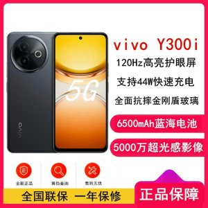 [全新]vivo Y300i 墨玉黑 8GB+256GB 第二代骁龙4 5G 6500mAh毫安 44W充电 5000万