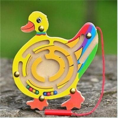 儿童智力玩具磁性运笔迷宫玩具走珠吸铁石磁力宝宝开发智力迷宫球小号单面磁性走珠-鸭子