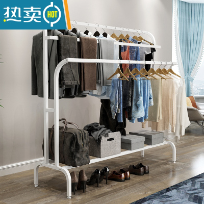 敬平阳台简易晒衣架落地双杆式晾衣架家用卧室内挂衣架户外可拆卸架子 170cm长白色