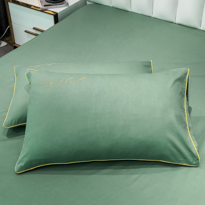 美帮汇刺绣全棉四件套欧式全棉素色被套床单床笠三件套床上用品北欧风4