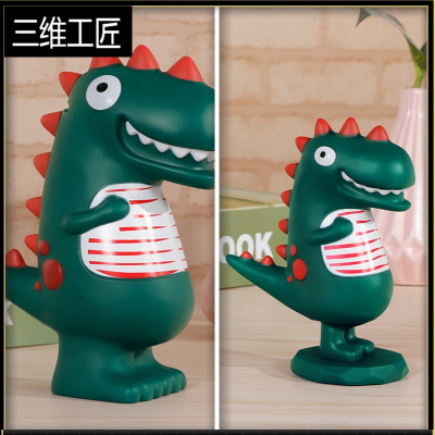 存钱罐只进不出可爱创意恐龙储蓄罐男孩家用儿童网红防摔储钱罐女三维工匠恐龙储蓄罐（免费印字）+恐龙摆件