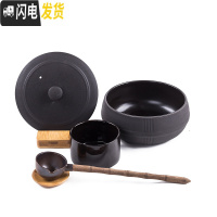三维工匠煮茶壶黑茶煮茶器茶炉陶瓷带盖子功夫茶具炉养生花茶煮茶碗干泡碗 紫泥煮茶器5件套