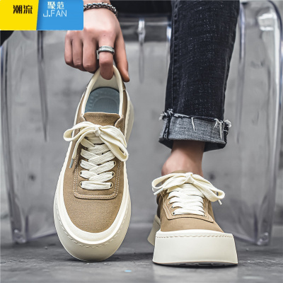 聚范男鞋2024新款夏季透气布鞋男款潮流百搭板鞋运动休闲鞋厚底帆布鞋