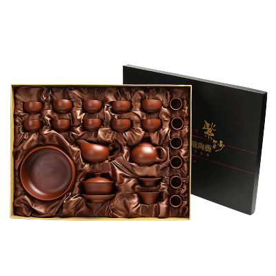 艺锦蓝22头原矿宜兴红泥老紫砂泥西施壶色釉茶具套装整套功夫茶具茶壶茶杯带礼盒送礼（是否一次性使用）否