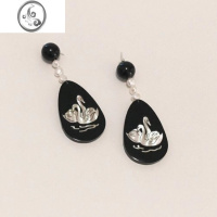 JiMiRTEP 10款入 新款更~古典手工螺钿工艺兰花气质古风贝壳镶嵌耳环