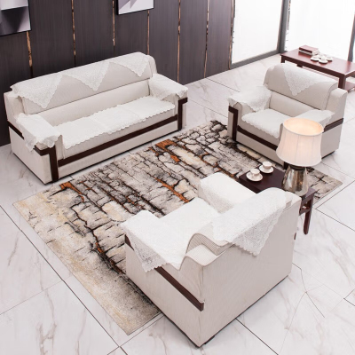 翌嘉 YJ-20147 办公接待沙发贵宾接待室会议沙发条纹布款1+1+3