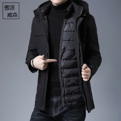 NEWLAKE冬天棉衣男潮男连帽潮流可拆卸内胆中长款棉服中青年休闲保暖棉袄棉衣