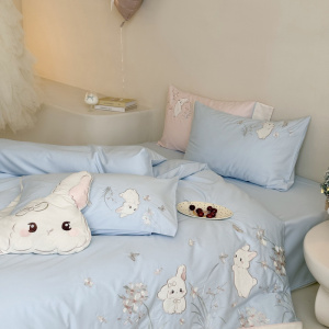 可爱卡通100支长绒棉磨毛四件套纯棉学生宿舍三件套加厚床品4