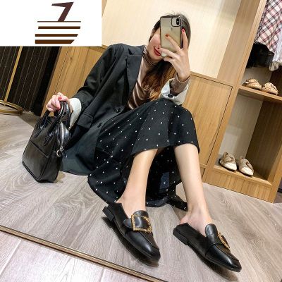 尗卡方头单鞋女平底2020新款豆豆鞋女百搭英伦小皮鞋女大码女鞋41-43