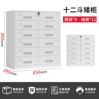 易企采 钢制十二斗柜 多斗柜抽屉储物柜带锁多层收纳柜铁皮文件资料柜办公矮柜