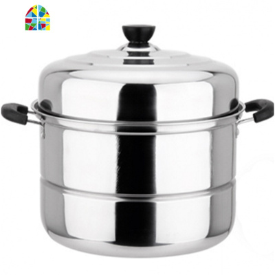 蒸锅加厚复底二层不锈钢家用蒸笼锅双层汤锅蒸馒头锅具 FENGHOU 30cm加厚 选项不同