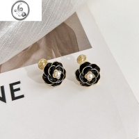 JiMi气质珍珠山茶花蚊香盘耳夹无耳洞女2023年新款潮学生复古港风耳饰