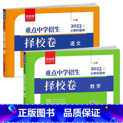 [2册]语文+数学 小学升初中 [正版]2023实验班重点中学招生择校卷小升初真题卷语文数学英语六年级下册衔接初中全国通