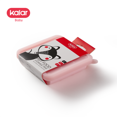 kalar婴儿硅胶辅食盒带盖宝宝分格冷冻保鲜盒密封储存冰格制冰盒9格带盖粉色