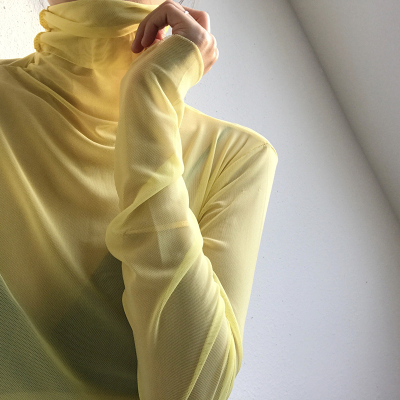 语娄妙~不可言神仙纱衣高领网纱打底衫女内搭透视仙女沙t恤蕾丝上衣2021蕾丝衫