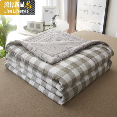 日式水洗棉夏被空调被夏凉被双人可水洗学生宿舍单人夏天薄款被子 三维工匠
