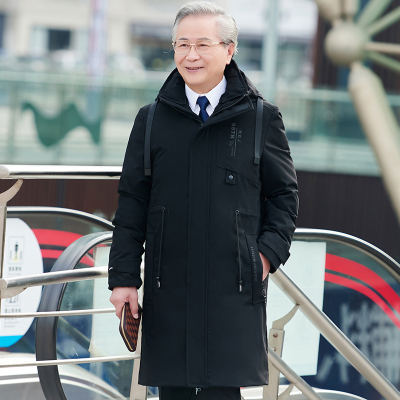 NEWLAKE中老年人棉衣男爷爷棉袄加长款爸爸冬装外套加厚老人羽绒棉服爷爷棉衣