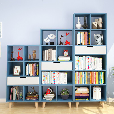 简约现代书房家具人造板质书架地中海北欧书柜落地小书架现代客厅收纳架办公室置物架书柜