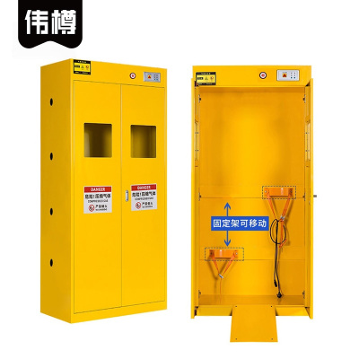 伟樽防爆气瓶柜黄色双瓶二代报警器900*450*1900mm台