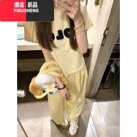 YIBUSHENG贴布字母正肩t恤女季多巴胺短袖小个子宽松修身设计感短款上衣