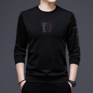 男士长袖圆领纯色T恤韩版潮牌秋季卫衣男潮流男装上衣服打底T恤衫_1